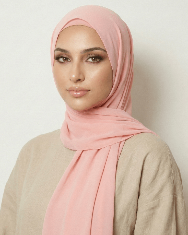 Rose Pink Basic Georgette Hijab - Ashii.pk