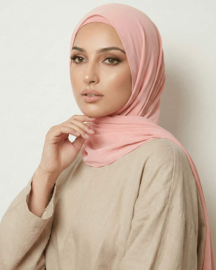 Rose Pink Basic Georgette Hijab - Ashii.pk