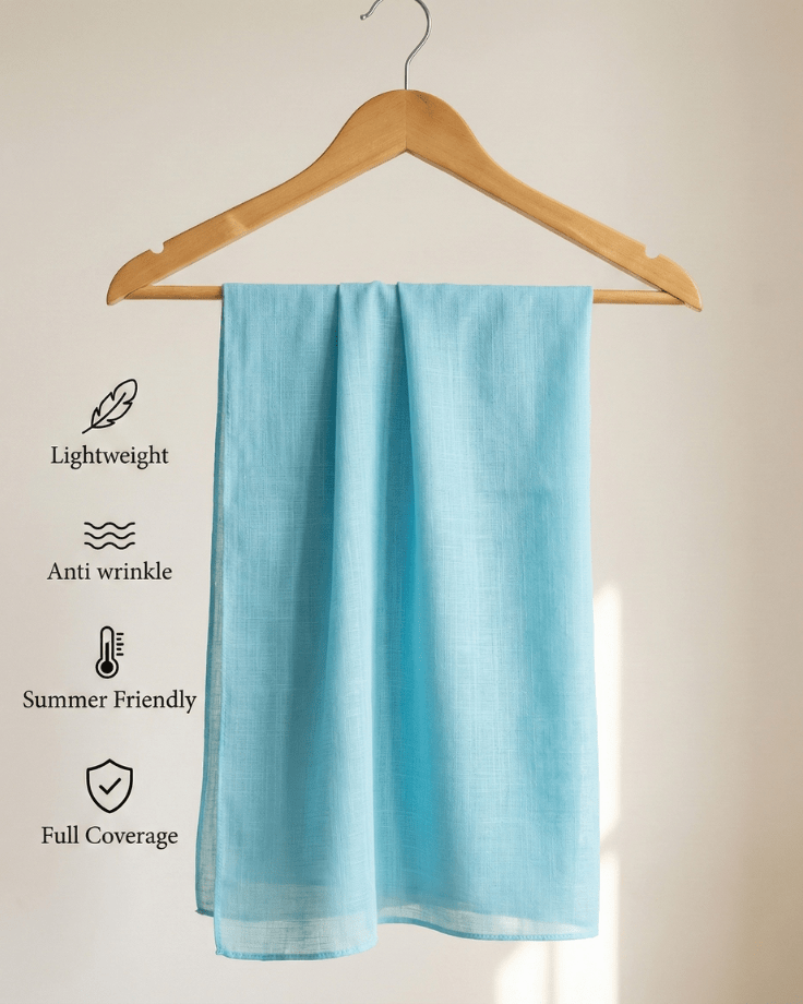 Sky Blue Turkish Lawn Hijab - Ashii.pk