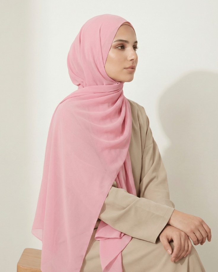 Soft Pink Basic Georgette Hijab - Ashii.pk