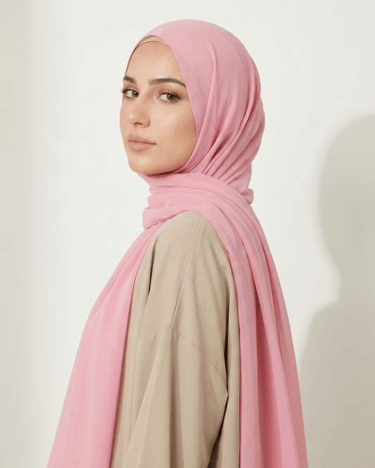 Soft Pink Basic Georgette Hijab - Ashii.pk