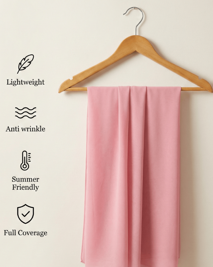 Soft Pink Basic Georgette Hijab - Ashii.pk