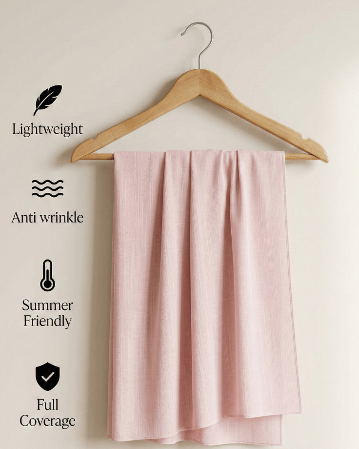 Soft Pink Turkish Lawn Hijab - Ashii.pk