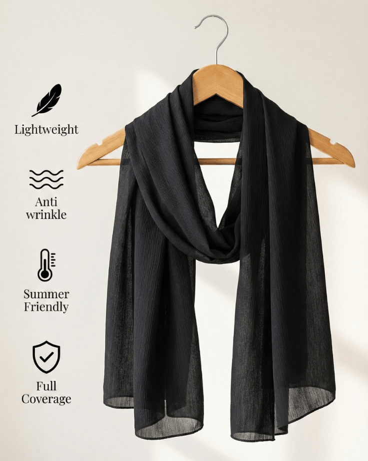 Wedding Hijab – Black - Ashii.pk