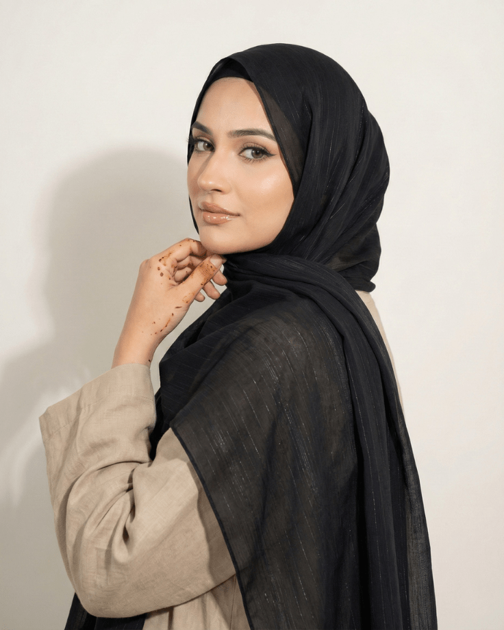 Wedding Hijab – Black - Ashii.pk