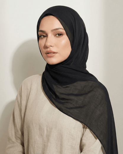 Wedding Hijab – Black - Ashii.pk
