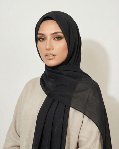 Wedding Hijab – Black - Ashii.pk
