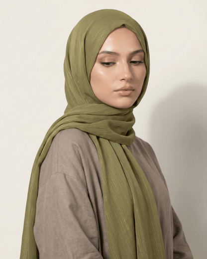 Wedding Hijab – Olive Green - Ashii.pk