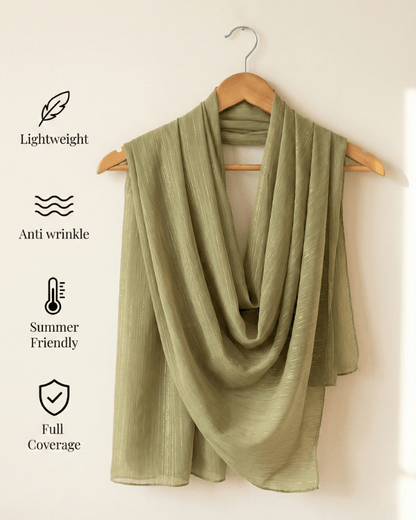 Wedding Hijab – Olive Green - Ashii.pk